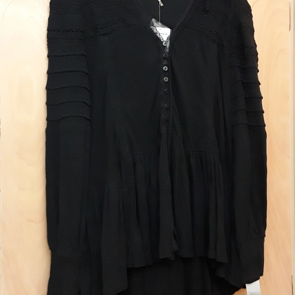 Free People Black Lace Button Peasant Top Set To Stun S P New Tags - Picture 16 of 16